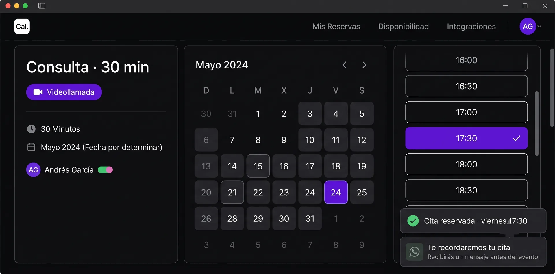 Reservas & Citas — QuantiX AI
